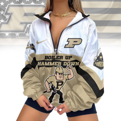 Purdue Boilermakers | Premium Women Printed V-Neck Zipper Sweatshirt Jackets NCAA TD