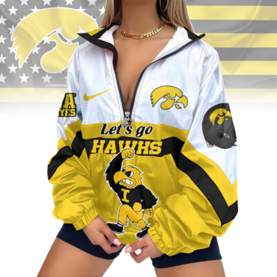 Iowa Hawkeyes | Premium Women Printed V-Neck Zipper Sweatshirt Jackets NCAA TD