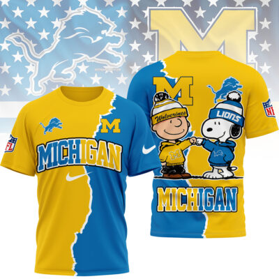 Detroit Lions x Michigan Wolverines | Premium NFL Team x NCAA Team Fusion 3D Shirt NY