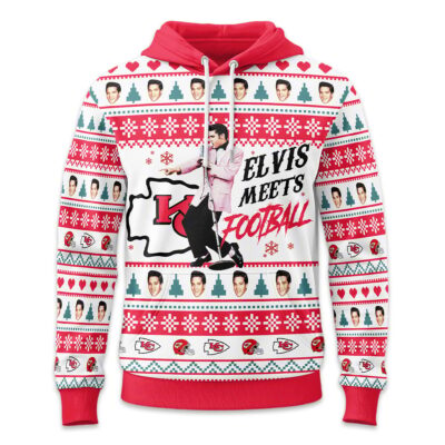 Alternative view of Kansas City Chiefs | Premium NFL Elvis Presley Christmas Hoodie NY