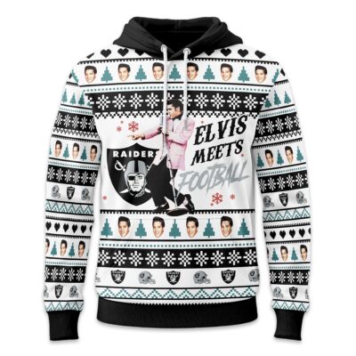 Alternative view of Las Vegas Raiders | Premium NFL Elvis Presley Christmas Hoodie NY