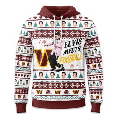 Alternative view of Washington Commanders | Premium NFL Elvis Presley Christmas Hoodie NY