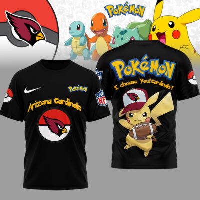 Alternative view of Arizona Cardinals | Premium NFL I Choose You Pikachu 3D Shirt