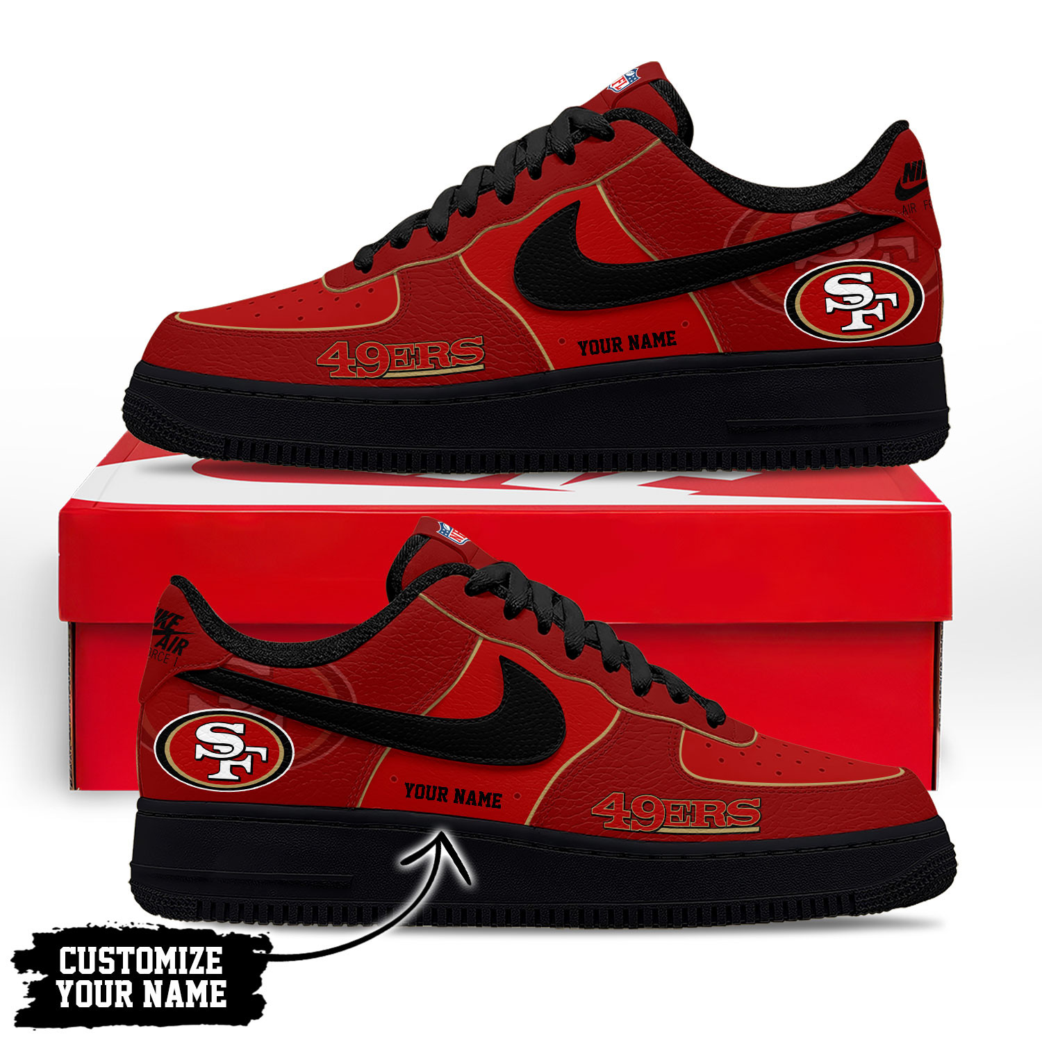 San Francisco 49ers | Premium NFL Custom AF1 Shoes NY - Image 2