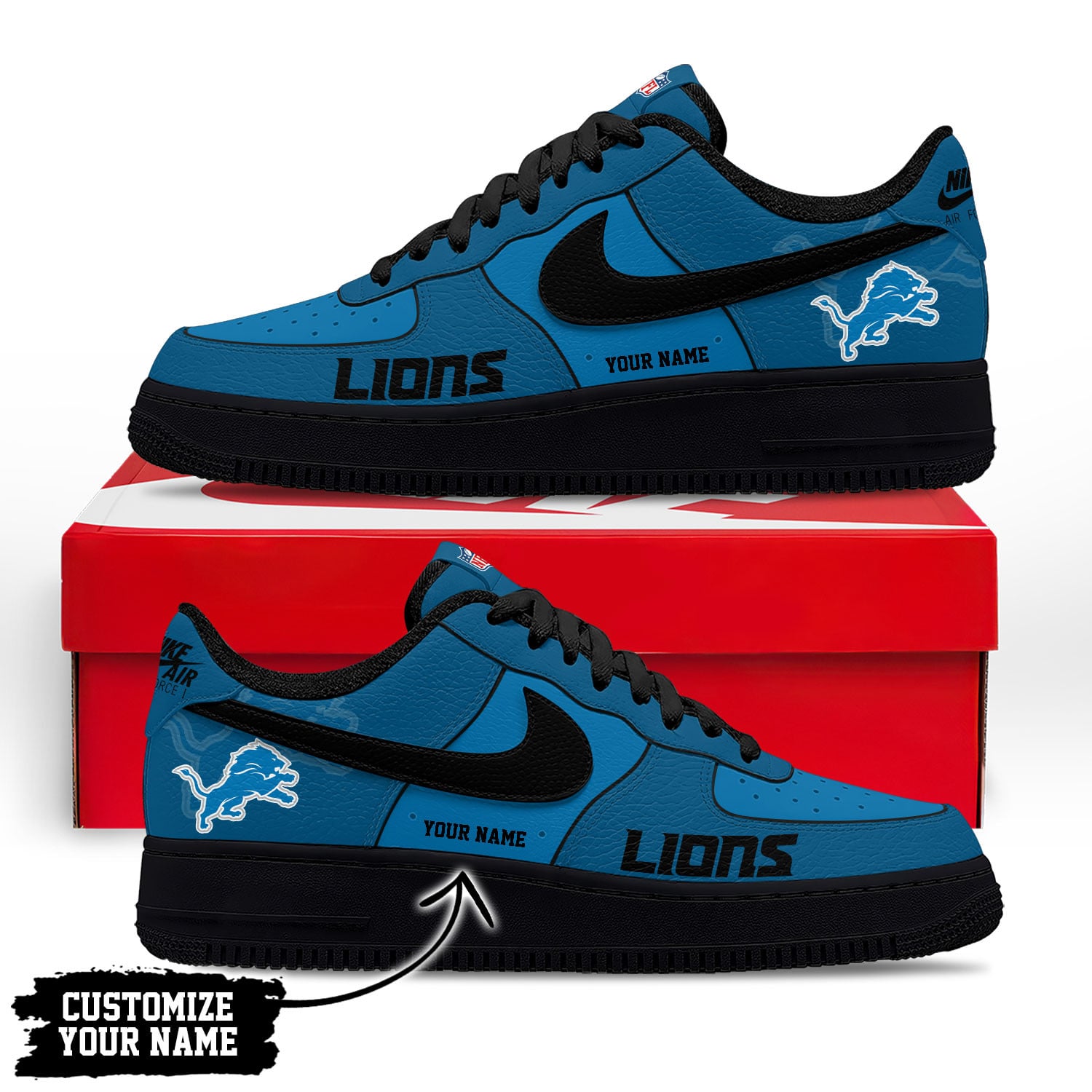 Detroit Lions | Premium NFL Custom AF1 Shoes NY - Image 2