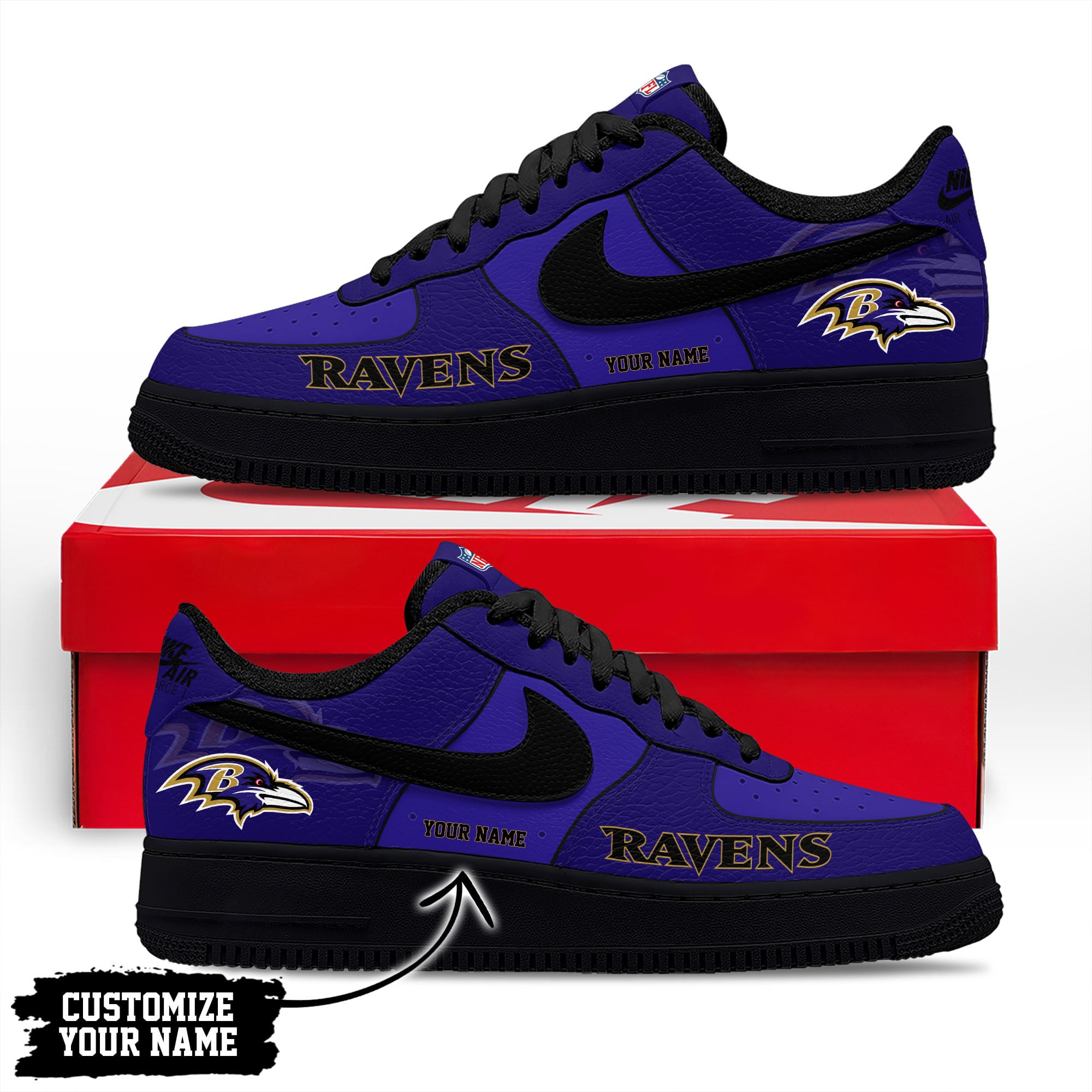 Baltimore Ravens | Premium NFL Custom AF1 Shoes NY - Image 2