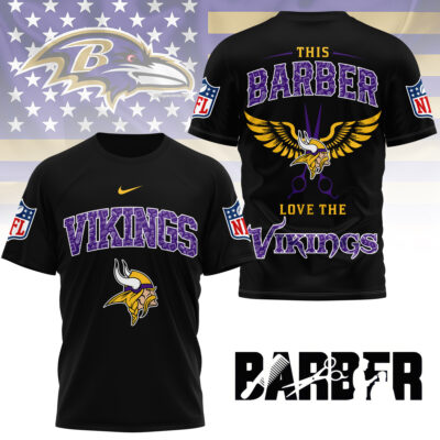 Alternative view of Minnesota Vikings | Premium NFL Barber Fan 3D Shirt NY