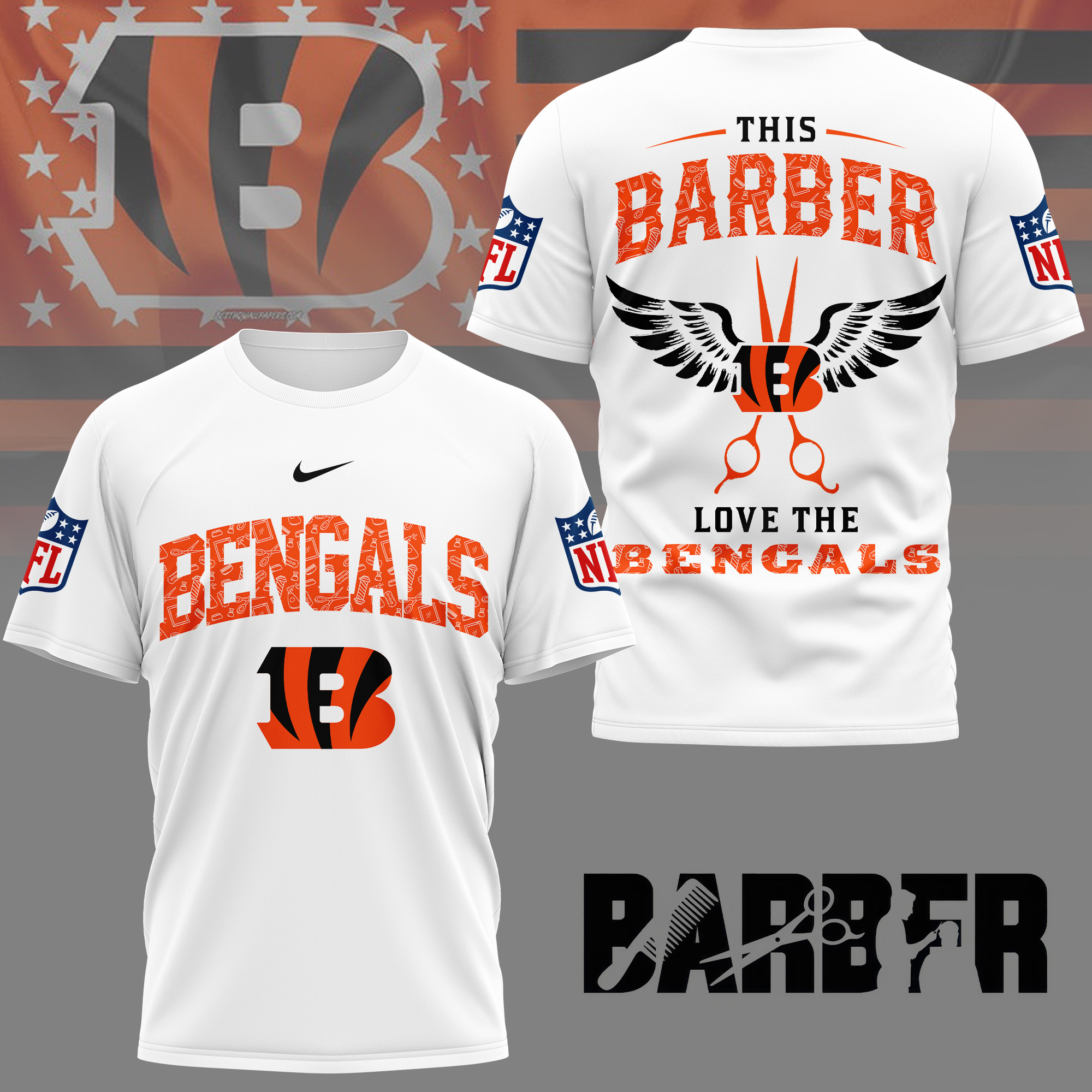 Cincinnati Bengals | Premium NFL Barber Fan 3D Shirt NY