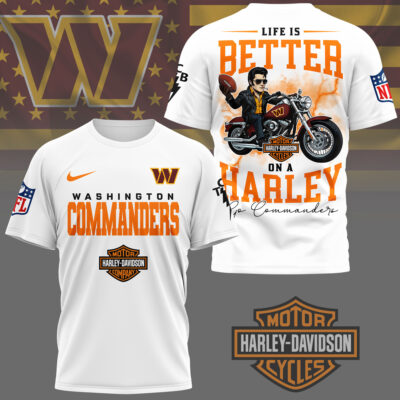 Alternative view of Washington Commanders | Premium NFL Elvis Presley Harley Davidson 3D Shirt NY