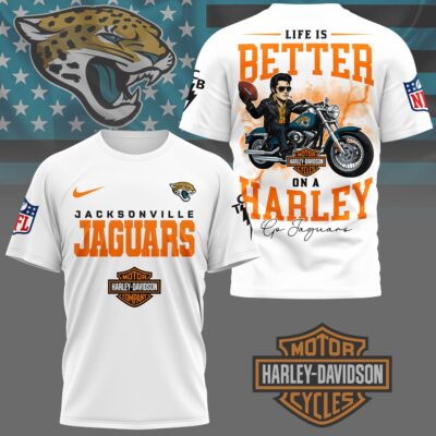 Alternative view of Jacksonville Jaguars | Premium NFL Elvis Presley Harley Davidson 3D Shirt NY