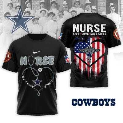 Alternative view of Dallas Cowboys | Premium NFL Army Nurse Corps 125th Anniversary 3D Shirt