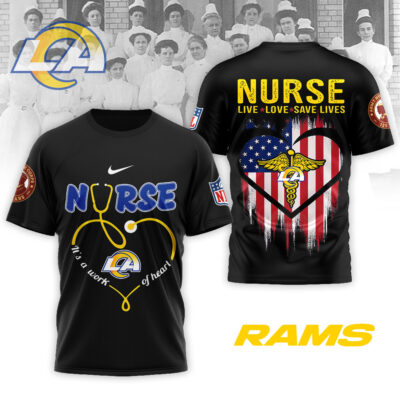 Alternative view of Los Angeles Rams | Premium NFL Army Nurse Corps 125th Anniversary 3D Shirt