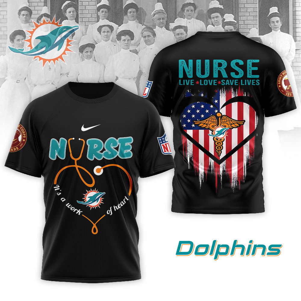 Miami Dolphins | Premium NFL Army Nurse Corps 125th Anniversary 3D Shirt - Image 2