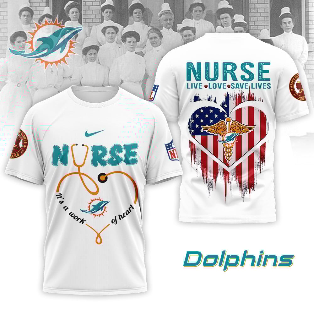 Miami Dolphins | Premium NFL Army Nurse Corps 125th Anniversary 3D Shirt