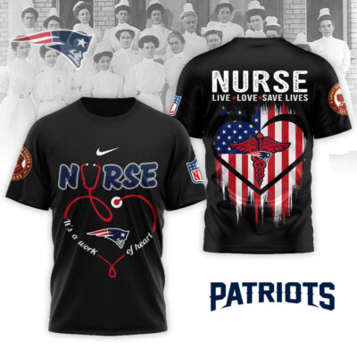 Alternative view of New England Patriots | Premium NFL Army Nurse Corps 125th Anniversary 3D Shirt