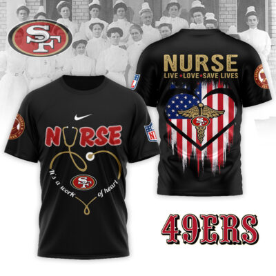Alternative view of San Francisco 49ers | Premium NFL Army Nurse Corps 125th Anniversary 3D Shirt