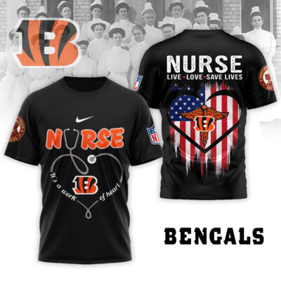 Alternative view of Cincinnati Bengals | Premium NFL Army Nurse Corps 125th Anniversary 3D Shirt