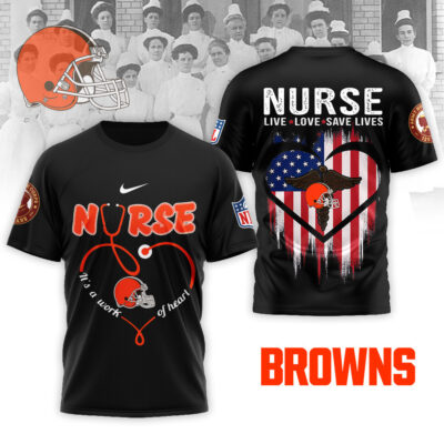 Alternative view of Cleveland Browns | Premium NFL Army Nurse Corps 125th Anniversary 3D Shirt