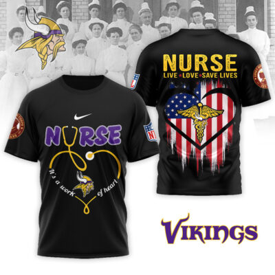 Alternative view of Minnesota Vikings | Premium NFL Army Nurse Corps 125th Anniversary 3D Shirt