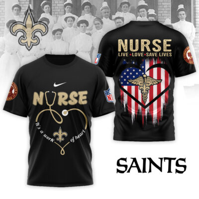 Alternative view of New Orleans Saints | Premium NFL Army Nurse Corps 125th Anniversary 3D Shirt
