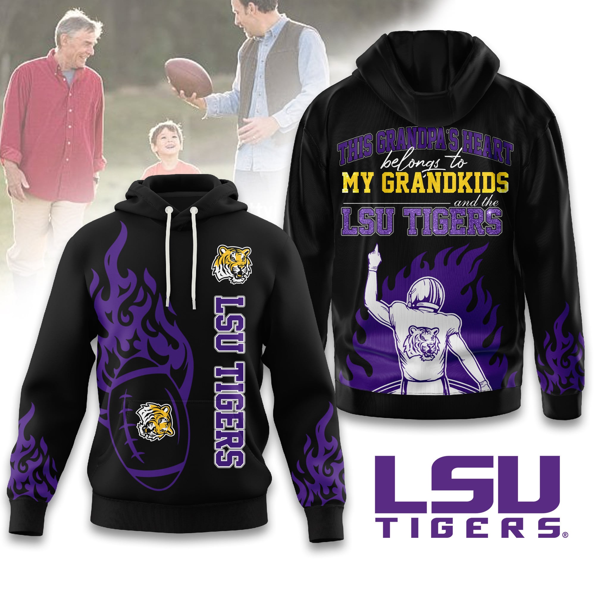 LSU Tigers | Premium NCAA Football Grandpa Hoodie - Image 2