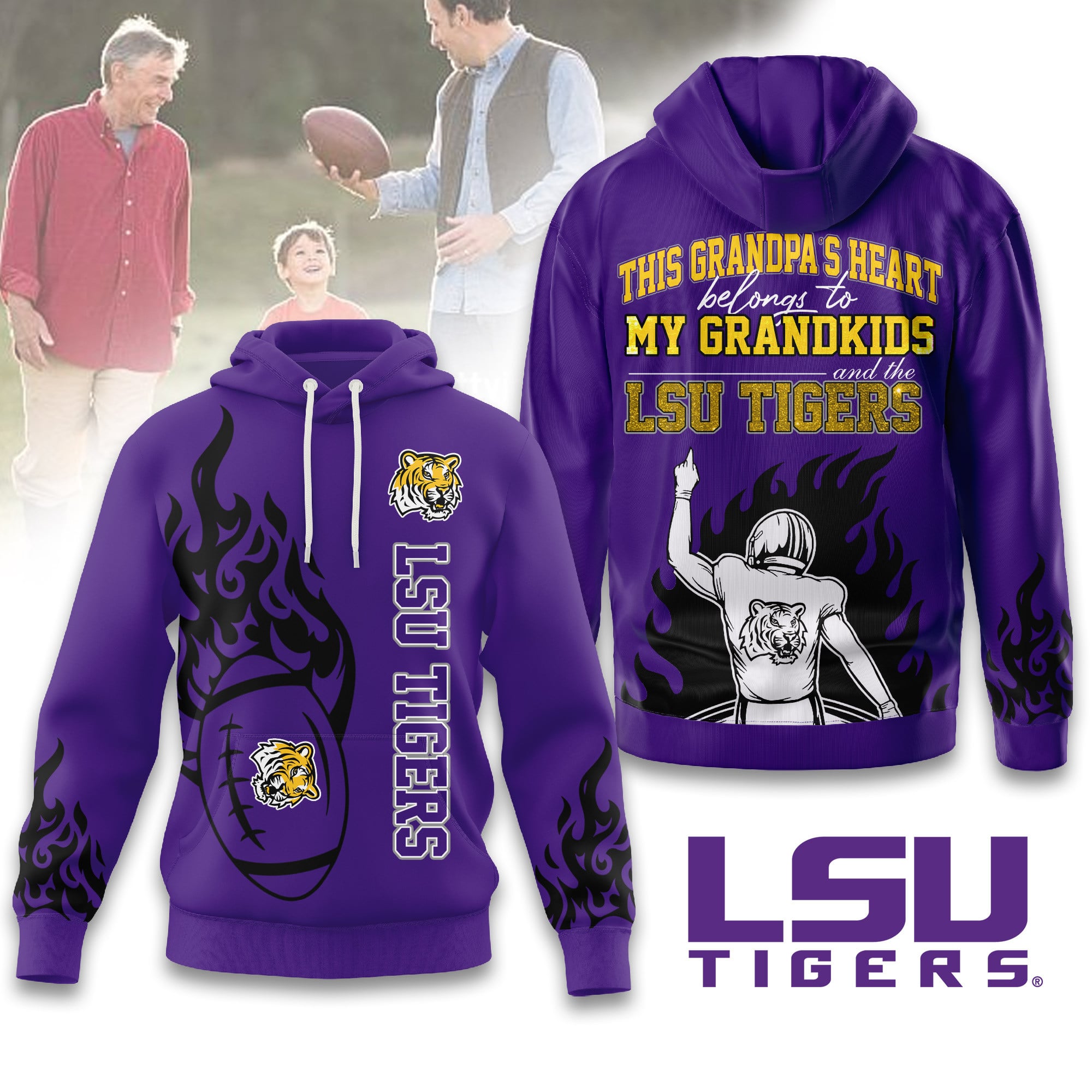 LSU Tigers | Premium NCAA Football Grandpa Hoodie
