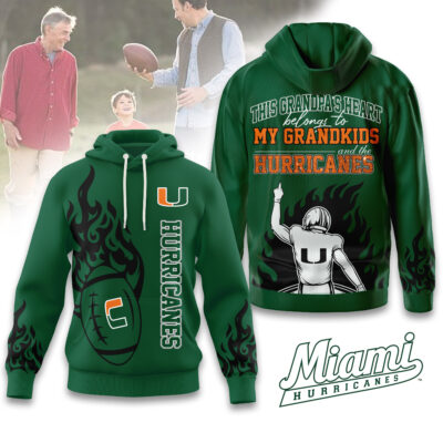 Alternative view of Miami Hurricanes | Premium NCAA Football Grandpa Hoodie
