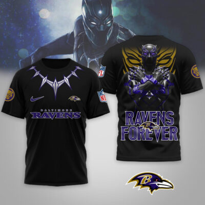Alternative view of Baltimore Ravens | Premium NFL Black Panther 3D Shirt