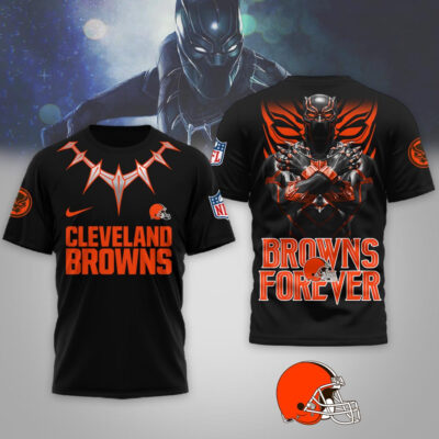 Alternative view of Cleveland Browns | Premium NFL Black Panther 3D Shirt