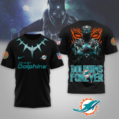 Alternative view of Miami Dolphins | Premium NFL Black Panther 3D Shirt