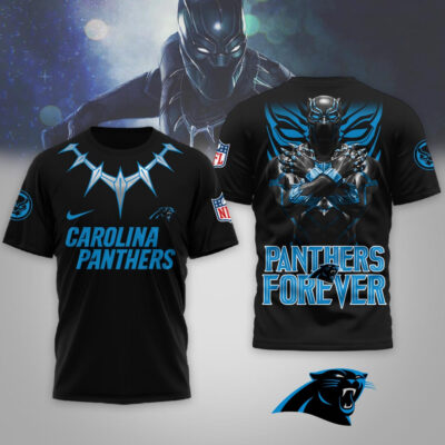 Alternative view of Carolina Panthers | Premium NFL Black Panther 3D Shirt