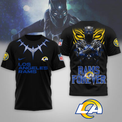 Alternative view of Los Angeles Rams | Premium NFL Black Panther 3D Shirt