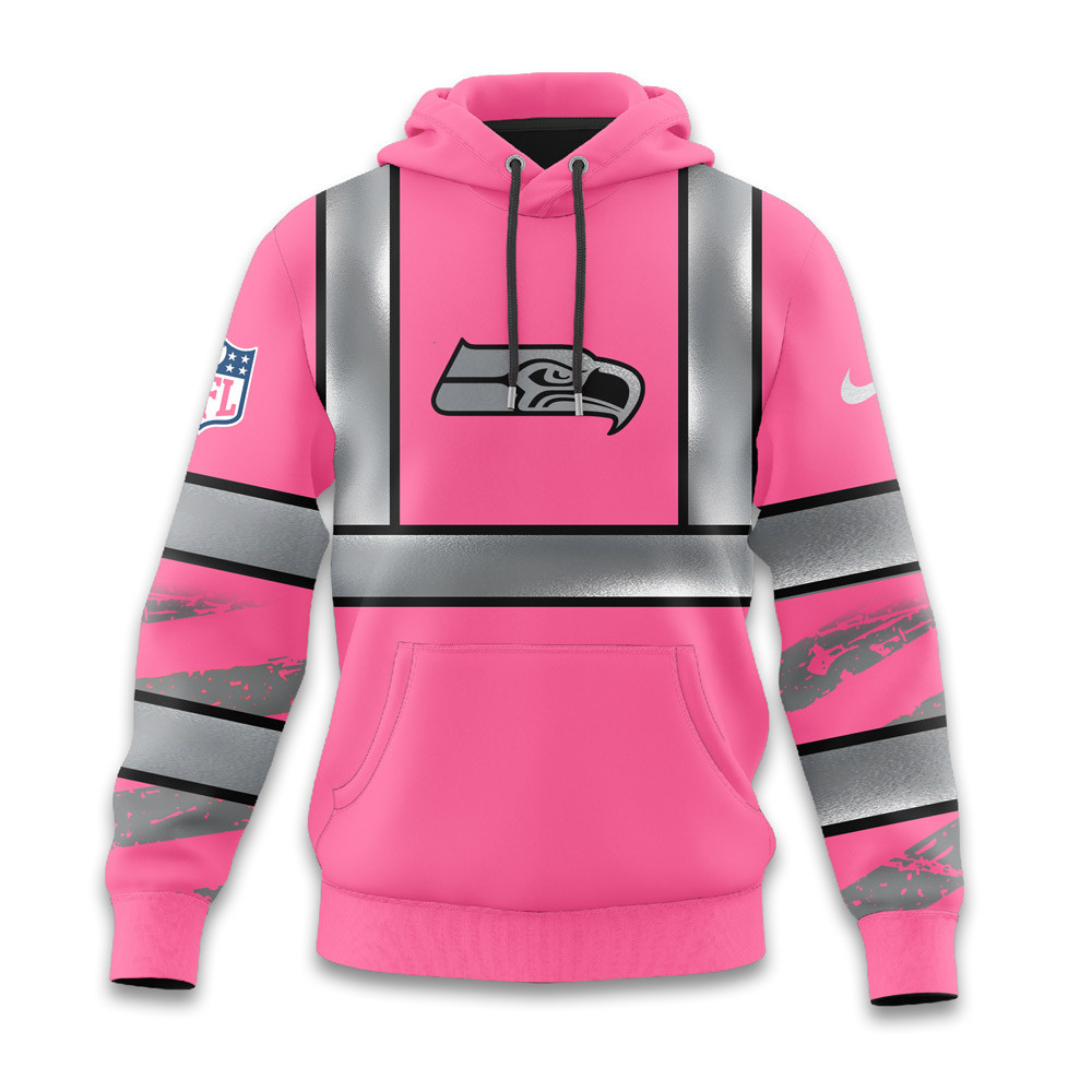 Seattle Seahawks | Premium NFL Pink High Visibility Hoodie - Image 3