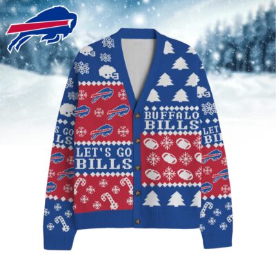 Buffalo Bills | Premium NFL Cozy V-neck Knitted Fleece Cardigan NY