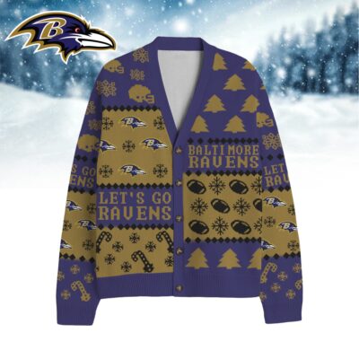 Baltimore Ravens | Premium NFL Cozy V-neck Knitted Fleece Cardigan NY