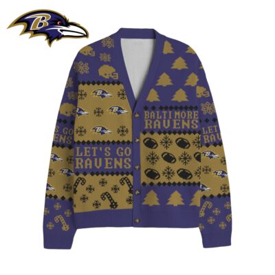 Alternative view of Baltimore Ravens | Premium NFL Cozy V-neck Knitted Fleece Cardigan NY