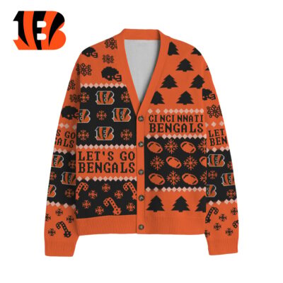 Alternative view of Cincinnati Bengals | Premium NFL Cozy V-neck Knitted Fleece Cardigan NY