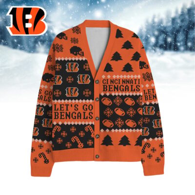 Cincinnati Bengals | Premium NFL Cozy V-neck Knitted Fleece Cardigan NY