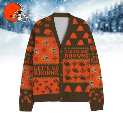 Cleveland Browns | Premium NFL Cozy V-neck Knitted Fleece Cardigan NY