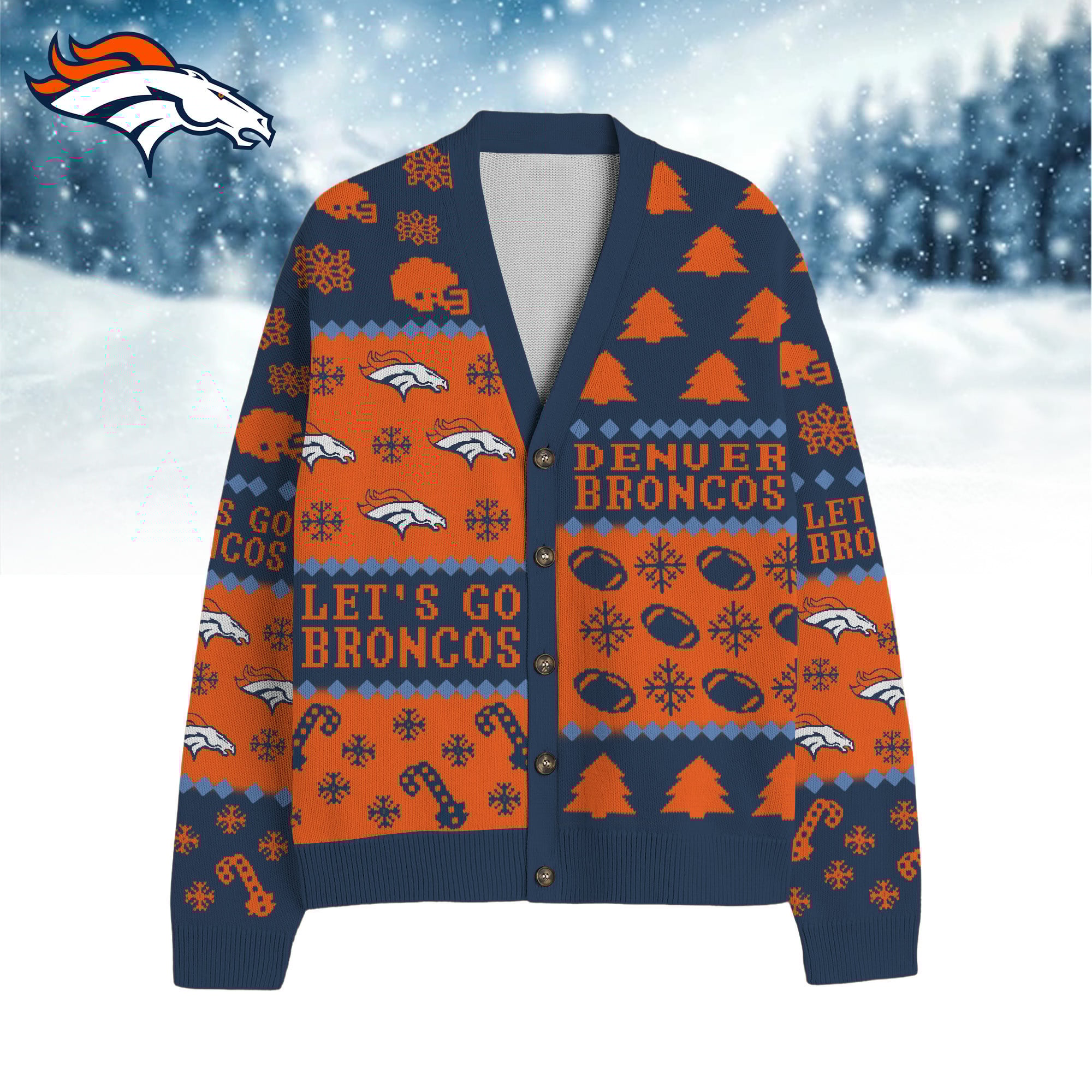 Denver Broncos | Premium NFL Cozy V-neck Knitted Fleece Cardigan NY