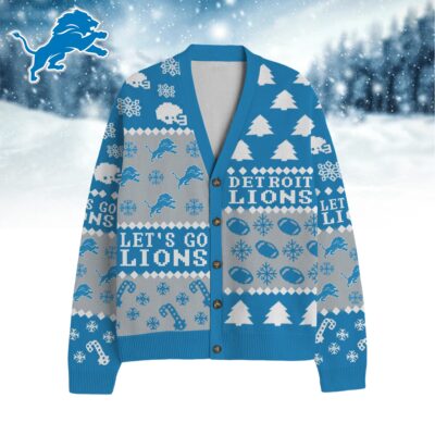 Detroit Lions | Premium NFL Cozy V-neck Knitted Fleece Cardigan NY
