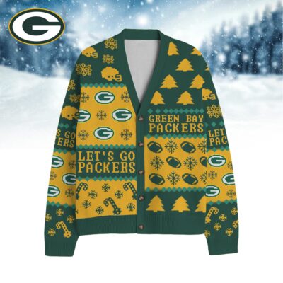 Green Bay Packers | Premium NFL Cozy V-neck Knitted Fleece Cardigan NY
