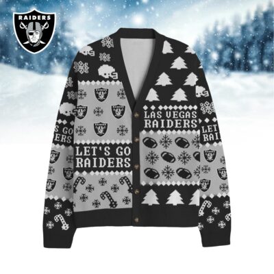 Las Vegas Raiders | Premium NFL Cozy V-neck Knitted Fleece Cardigan NY