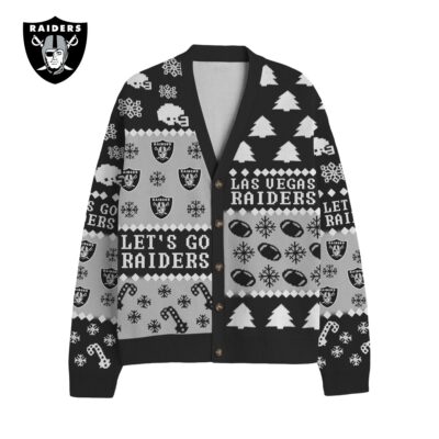 Alternative view of Las Vegas Raiders | Premium NFL Cozy V-neck Knitted Fleece Cardigan NY