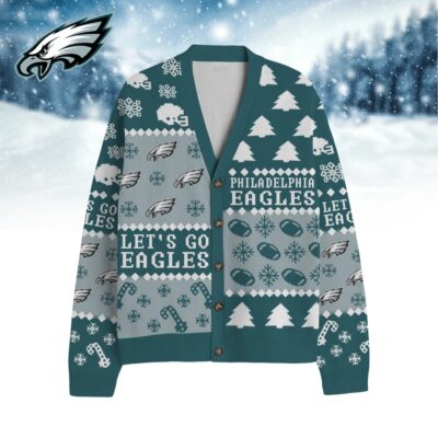 Philadelphia Eagles | Premium NFL Cozy V-neck Knitted Fleece Cardigan NY