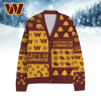 Washington Commanders | Premium NFL Cozy V-neck Knitted Fleece Cardigan NY