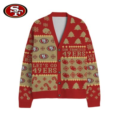 Alternative view of San Francisco 49ers | Premium NFL Cozy V-neck Knitted Fleece Cardigan NY