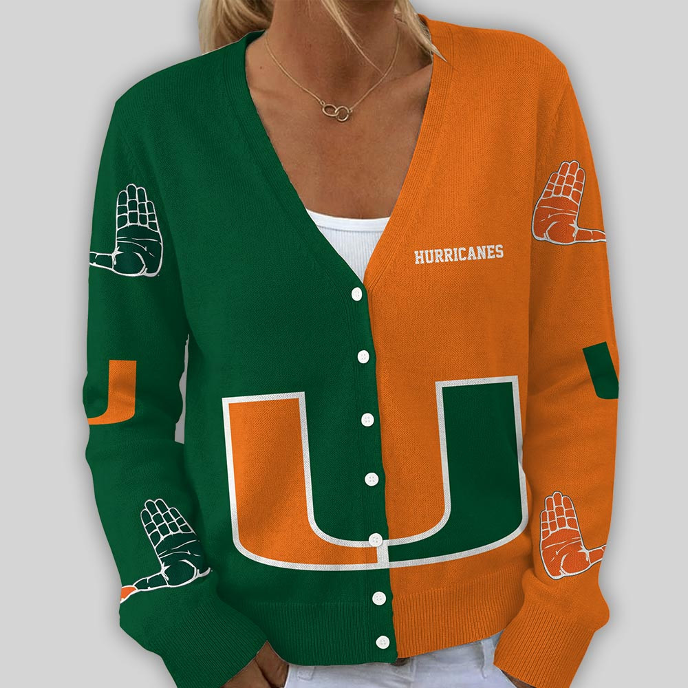 Miami Hurricanes | Premium NCAA Game Day V-neck Cardigan - Image 3