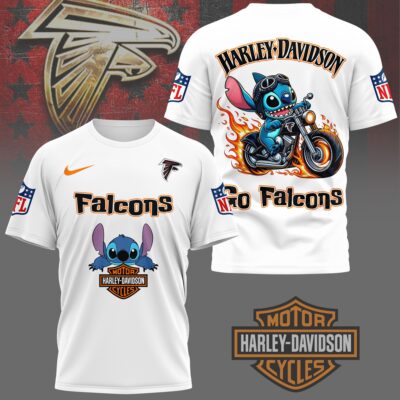 Atlanta Falcons | Premium NFL Stitch Harley Davidson 3D Shirt