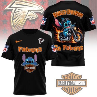 Alternative view of Atlanta Falcons | Premium NFL Stitch Harley Davidson 3D Shirt